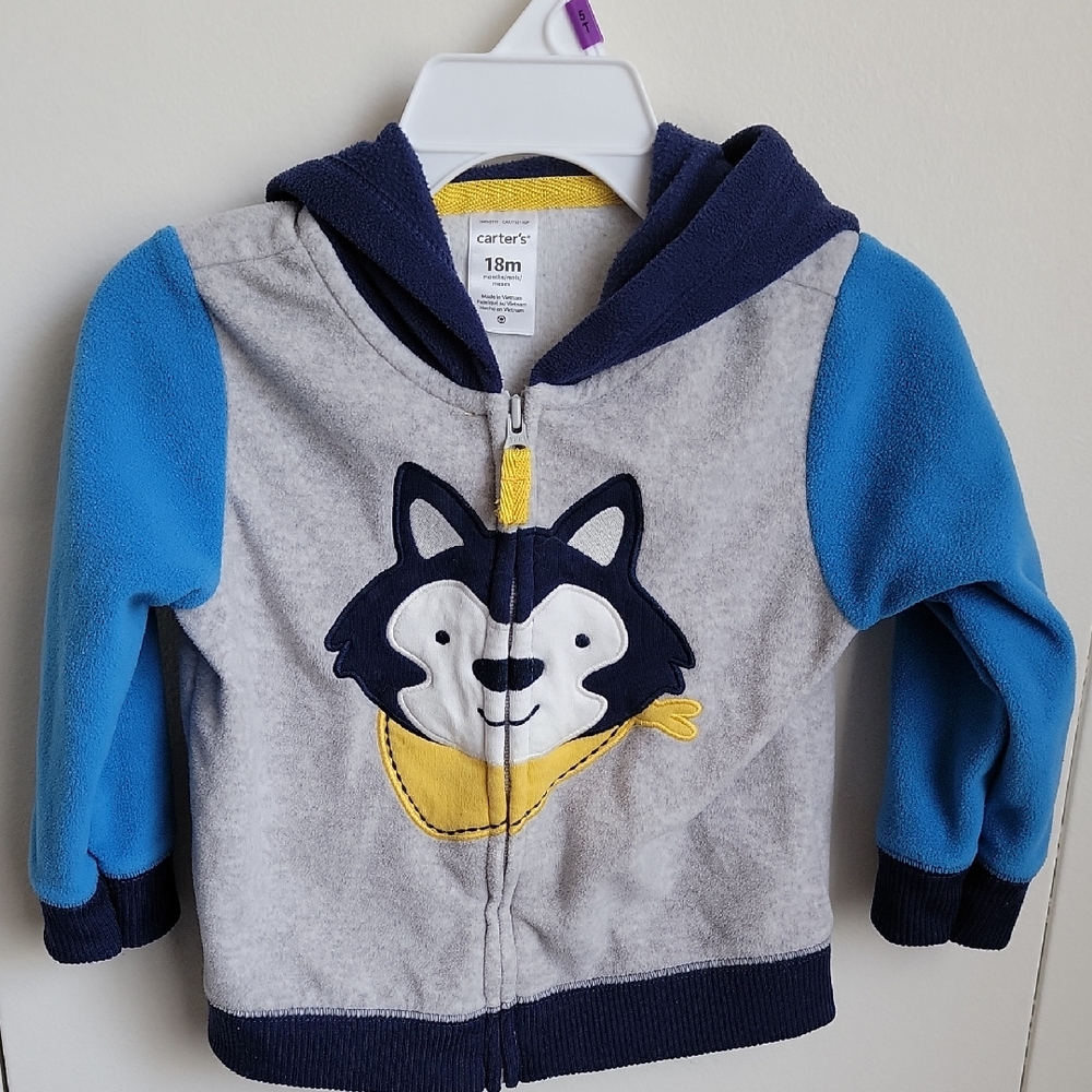Carter's Blue and Gray Hoodie with Husky Design